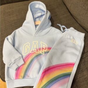 GAP Kids Light Blue Joggers with Rainbow Design